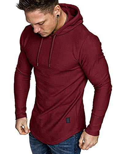 Mens Fashion Athletic Hoodies Sport Sweatshirt Solid Color Fleece Pullover Red 3X