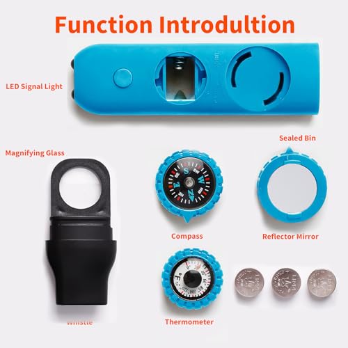 Multifunctional Survival Emergency Whistle for Kids with Compass Hiking Survival (2 Count)