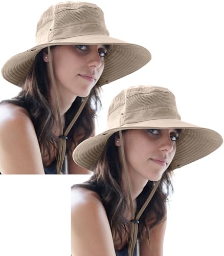 Safari Hat for Men Sun Hats for Women UV Protection UPF 50+ Fishing (2 Count)