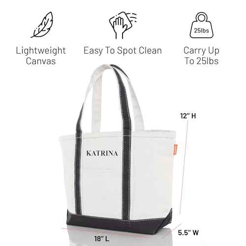 Medium Classic Personalized Monogram Canvas Tote Bag for Women