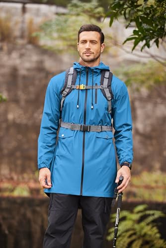 Men's Raincoats Waterproof Hooded In Size Long Windbreaker For Winter Fall Army Green