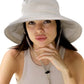 Womens Sun Hat with Ponytail Hole Cotton Shapeable Wide Brim Beige