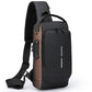 Sling Bag for Men Anti Theft Crossbody Shoulder Bag PU Leather USB Chest Backpack for Daily Use Travel