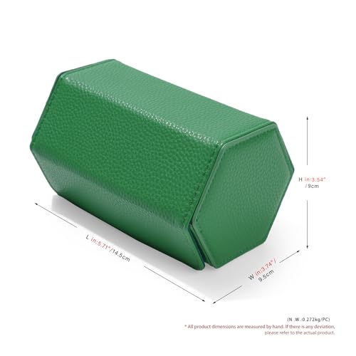 Green Leather Watch Roll Travel Case for Men