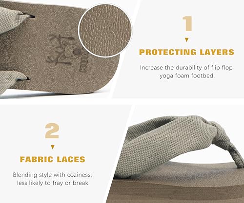 Flip Flops for Women Arch Support Summer Beach Sandals Camel Size 12
