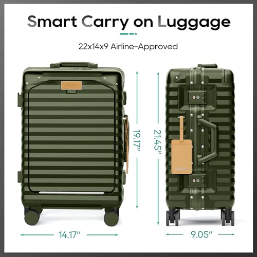 20 Inch Carry on Luggage with Aluminium Frame and Front Pocket