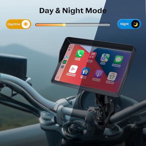 5 Inch Motorcycle Carplay GPS Navigation System with Apple Carplay and Android Auto Portable Screen with Dual Bluetooth