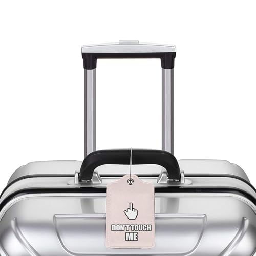 2 Pack Luggage Tags for suitcases Pink Don't Touch Me TSA Approved Label Luggage Tag Baggage Tag Leather Stainless Steel Loop Label Tag for Men Women Travel Bag Suitcase (2 Count)