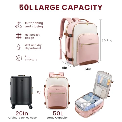 50L Travel Backpack for Women & Men