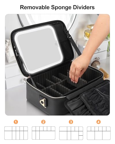 Makeup Train Case With LED Mirror