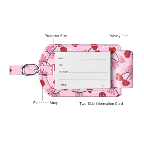 2 Pack Luggage Tags Leather Name ID Labels with Privacy Cover (2 Count)