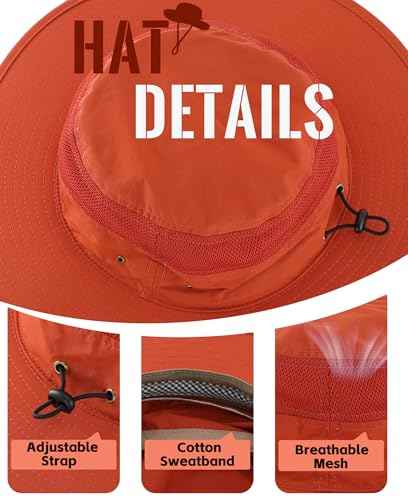 Men's Sun Hat UPF 50+ Wide Brim Bucket Hat Windproof Fishing Hats