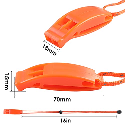 6 Pack Emergency Plastic Whistles Marine Safety Survival with Lanyard