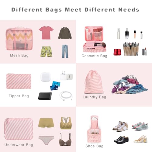 8 Set Packing Cubes Luggage Packing Organizers for Travel Accessories
