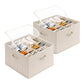 2-Pack 32-Pair Shoe Organizer Bins, Khaki and Beige Stripes (2 Count)