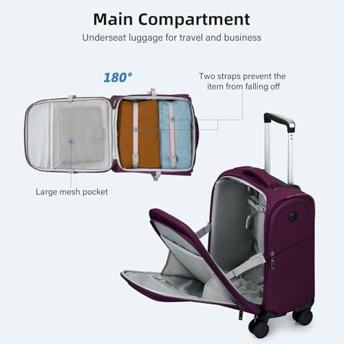 16 Inch Underseat Mini Carry On Luggage with Spinner Wheels