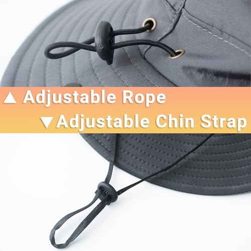 Sun Bucket Hats for Men Women Fishing Hat with Neck Flap Darkgray
