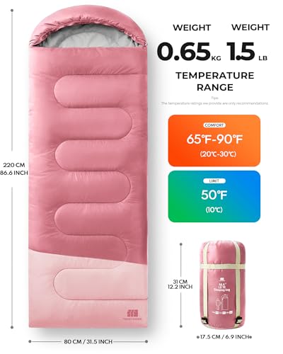 Warm Weather Lightweight Sleeping Bag for Adults