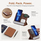 3-in-1 Walnut Wood Wireless Charging Station with Clock, 15W Fast Foldable Charger Stand, Charging Dock for iPhone 17/16/15/14/13/12, Apple Watch Ultra/10/9/8, AirPods, Nightstand Charger,Gift for Men