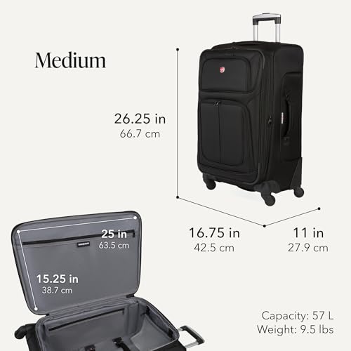 Sion Softside Expandable Spinner Luggage Durable Lightweight Travel Suitcase (3 Count)
