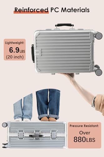 24 Inch Checked Luggage with Leather Handle