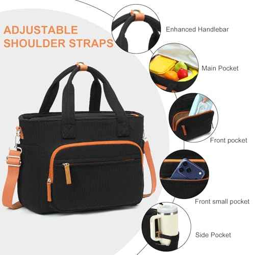 Insulated Lunch Box for Work with Cup Holder