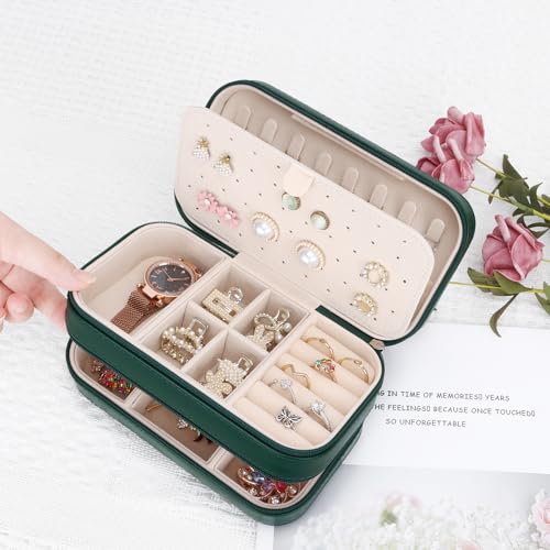 Small Travel Jewelry Box with Double Zipper