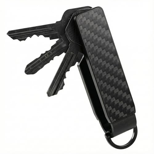 Metallic Aluminum Carbon Fiber Key Organizer holder with Clip