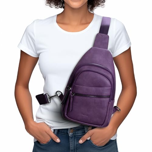 Large Sling Bag for Women Crossbody Purse Leather Fashionable Trendy Chest Bag for Travel