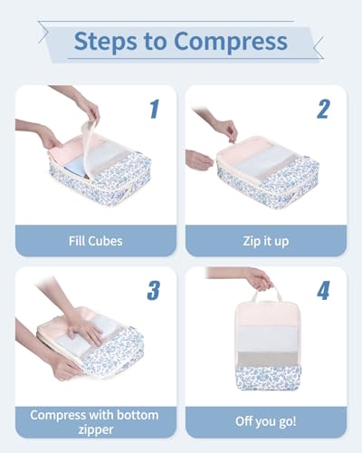 6 Set Compression Packing Cubes for Travel Women Men