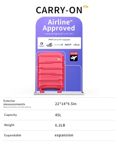20 Inch Expandable Carry On Luggage 22x14x9 Airline Approved Suitcase