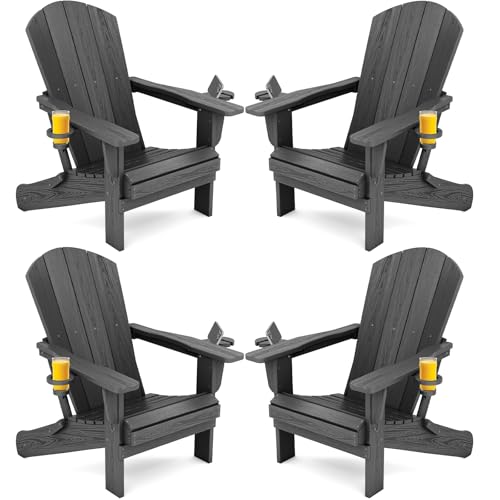 Outdoor Adirondack Chair Set of 4 with 2 Cup Holders (4 Count)