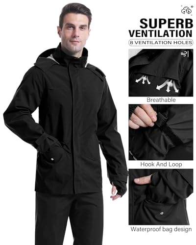 Rain Suit Waterproof Breathable Lightweight 2 (2 Count)