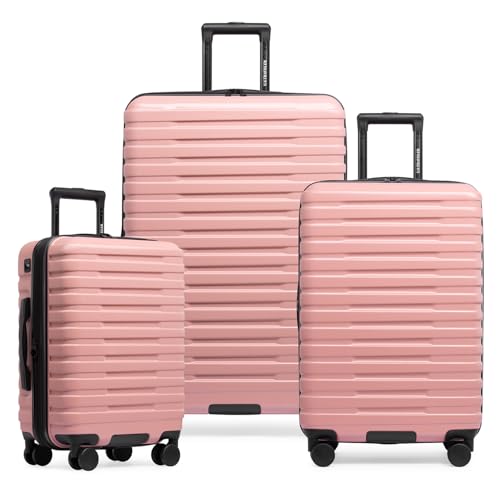 Boren Expandable Hardside Rugged Travel Luggage with 8 Spinner Wheels (3 Piece)