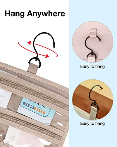 Toiletry Bag Hanging Travel Makeup Organizer with TSA Approved Transparent Cosmetic Bag Makeup Bag for Full Sized Toiletries (2 Count)