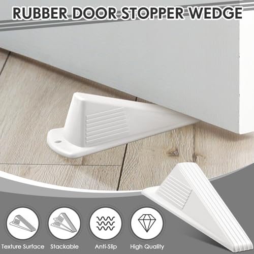 4 Pcs Heavy Duty Rubber Door Stops Wedge Stackable (4 Count)