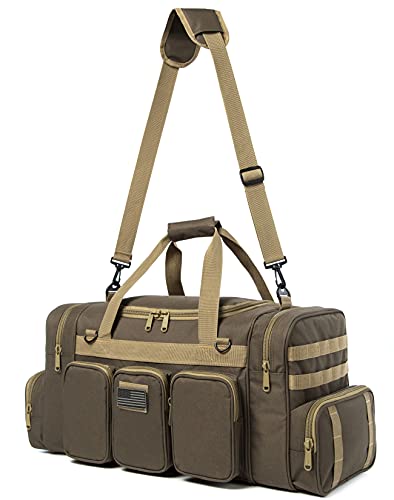 Tactical Range Duffel Heavy Duty Military Molle Gear Travel Sports Gym Bag Lockable Zippers with US Flag Patch