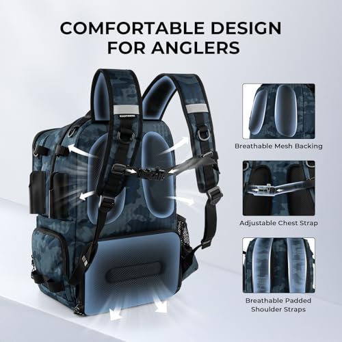 BaitSpace Fishing Backpack with Bait Binder & 2 Rod Holders