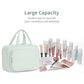 Striped Travel Toiletry Bag for Women Large Hanging Makeup Bag Organizer Toiletries Bag for Full Size Essentials Accessories Cosmetics