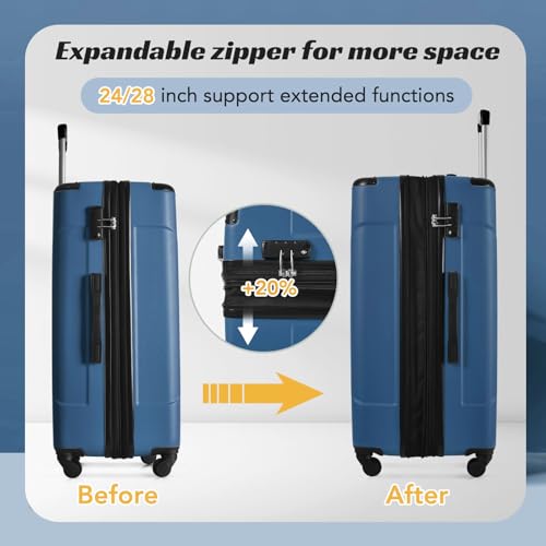 Luggage Set 6 Piece Expandable Lightweight ABS Hardshell Travel Suitcases with Wheels