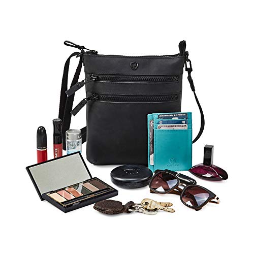 Small Crossbody Bags for Women Genuine Leather Travel Purse Vintage Sling Shoulder Bag with Adjustable Strap & Zipper Pockets