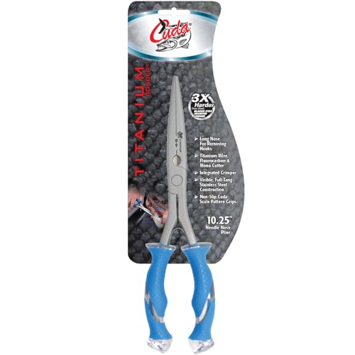 10.25" Titanium Bonded Stainless Steel Freshwater Long Needle Nose Pliers #18113 Durable Fishing Hooks Remover