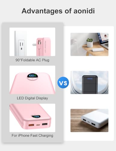 20000mAh Ultra Portable Charger Power Bank with inBuilt Cables&AC Wall Plug