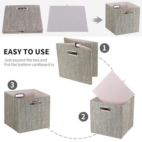 Storage Bins 11×11 Foldable Storage Cubes Boxes Container Closet Organizer Shelf Cabinet Bookcase (4 Count)