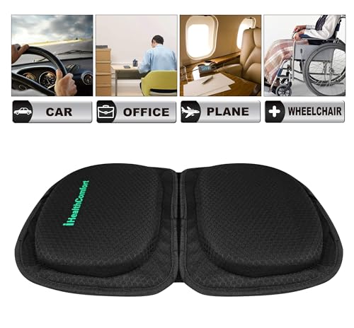 Small Travel Seat Cushion Cooling Gel & Memory Foam Portable Foldable Seat Pad for Airplane