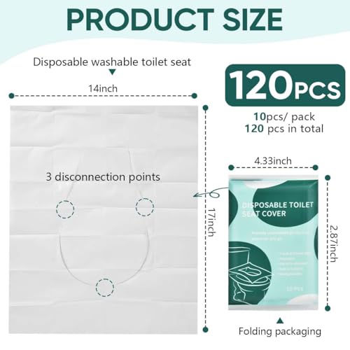 120 Pcs Disposable Flushable Paper Toilet Seat Covers Travel Supplies Essentials for Airplane