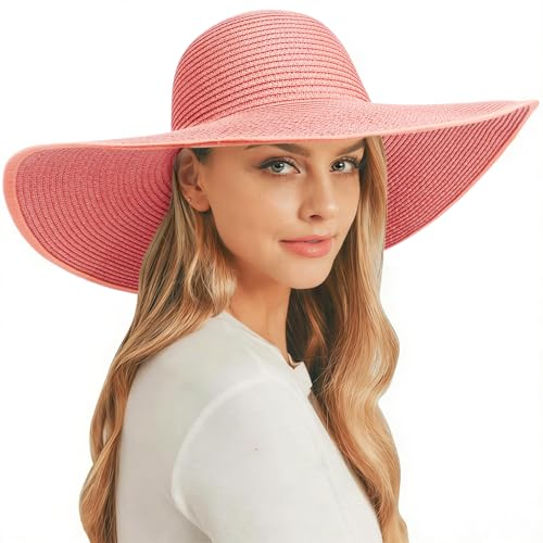 Sun Hats for Women Wide Brim Summer Hat Large Floppy Sun Straw Hat Foldable Packable Beach Hats UPF 50+
