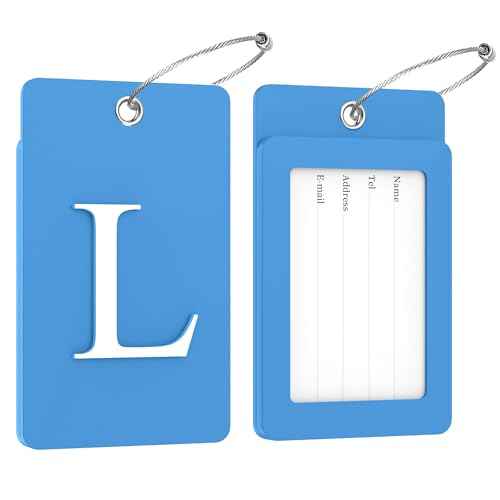 2 Pack Initial Luggage Tags for Suitcases Airplane Travel Essentials (2 Count)