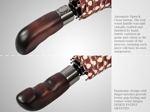 Folding Umbrella Real Wood Handle Kimono Burgundy