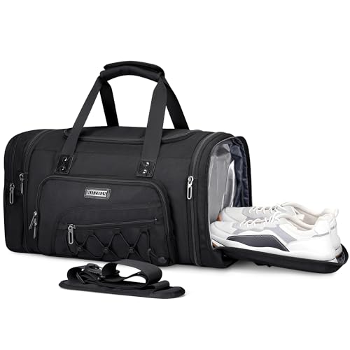 Mens Duffle Bag Expandable 50L Travel Gym with Shoe Compartment